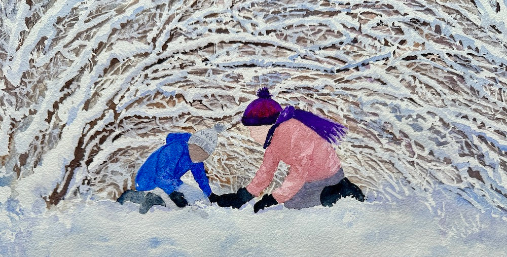 Playing in the Snow Gatineau Park 6x12" image 0