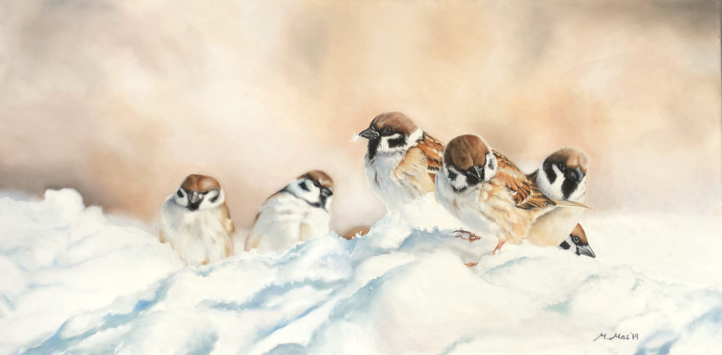 Sparrows in the Snow image 0