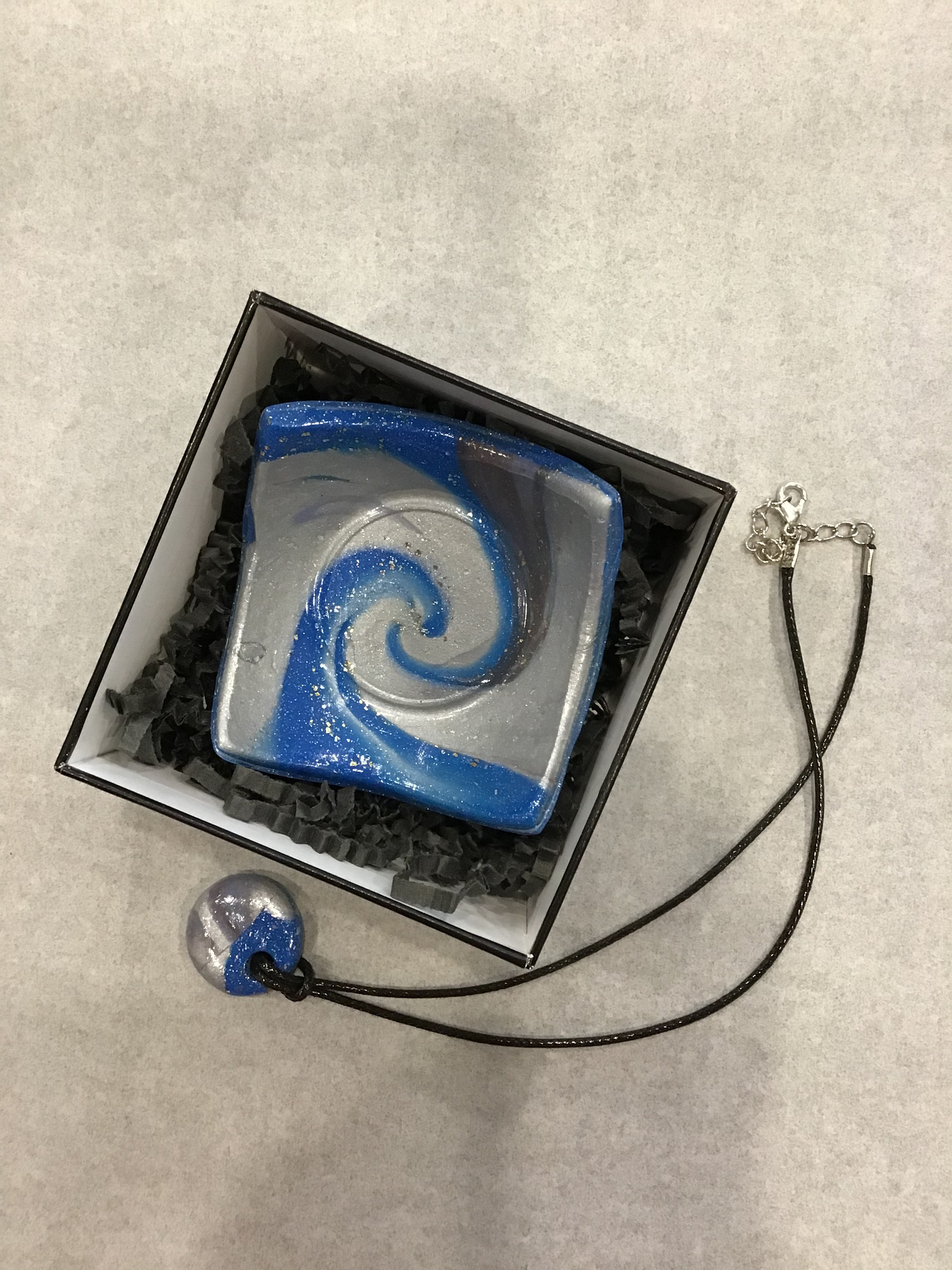 Galaxy Bowl and Pendant (grey & blues)  23-02, 3x3" image 0