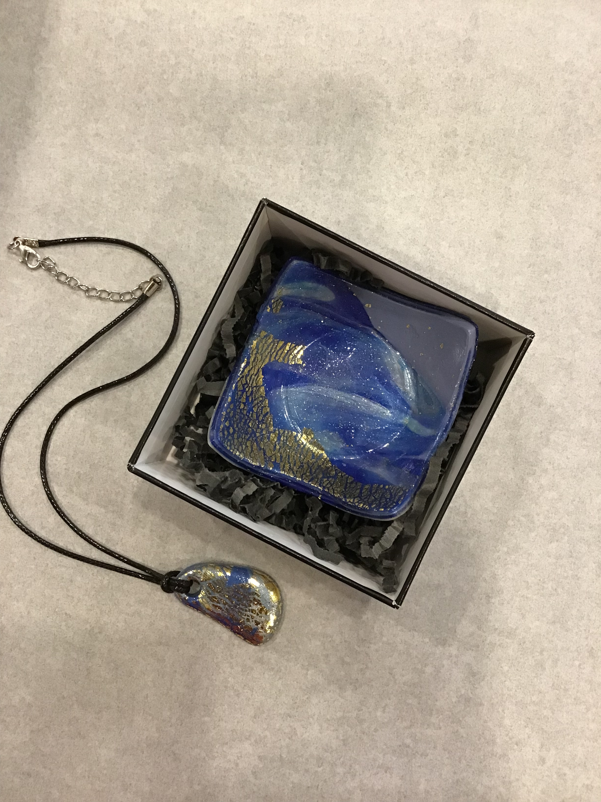 Galaxy Bowl and Pendant (midnight blue gold)  23-08, 3x3" image 0