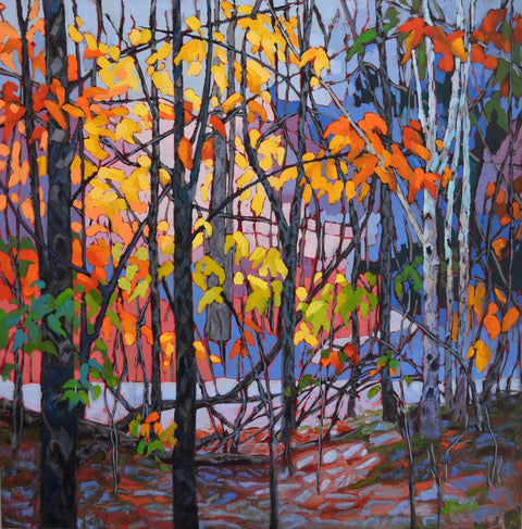 Cool Shadow Birches-24 x 24” image 0