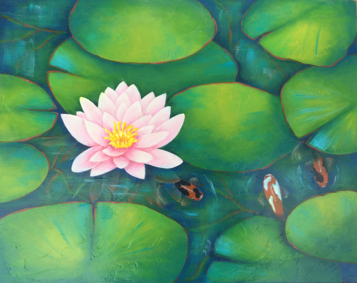 Koi Amongst the Lillies, 16x20" image 0