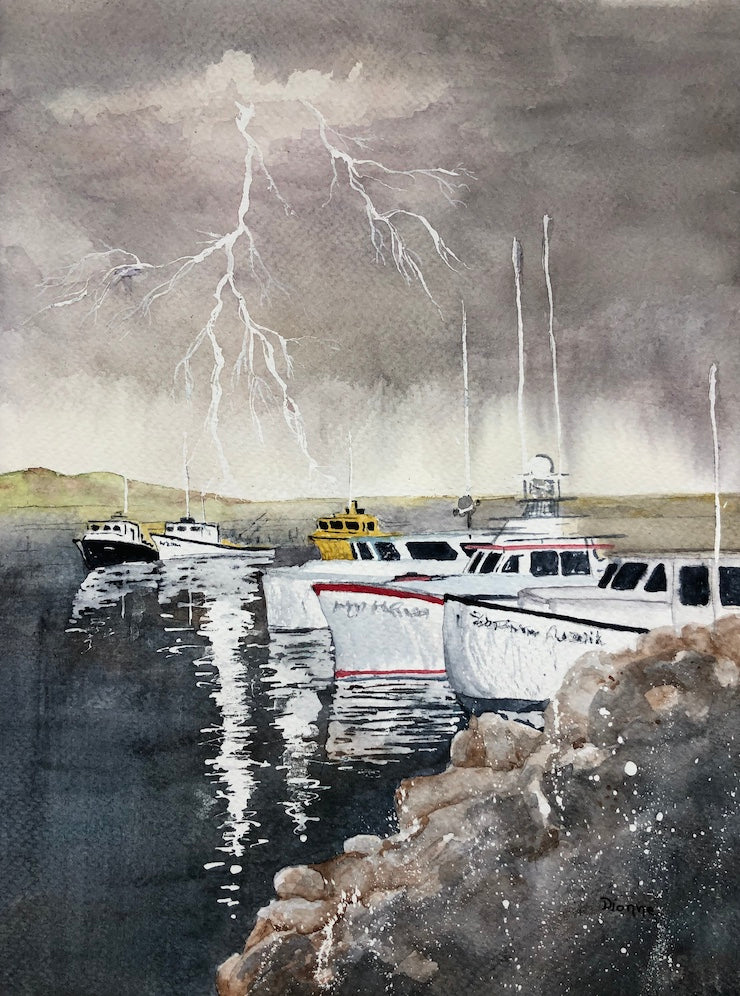 Lightning at the Marina 11.5x9.5" image 0