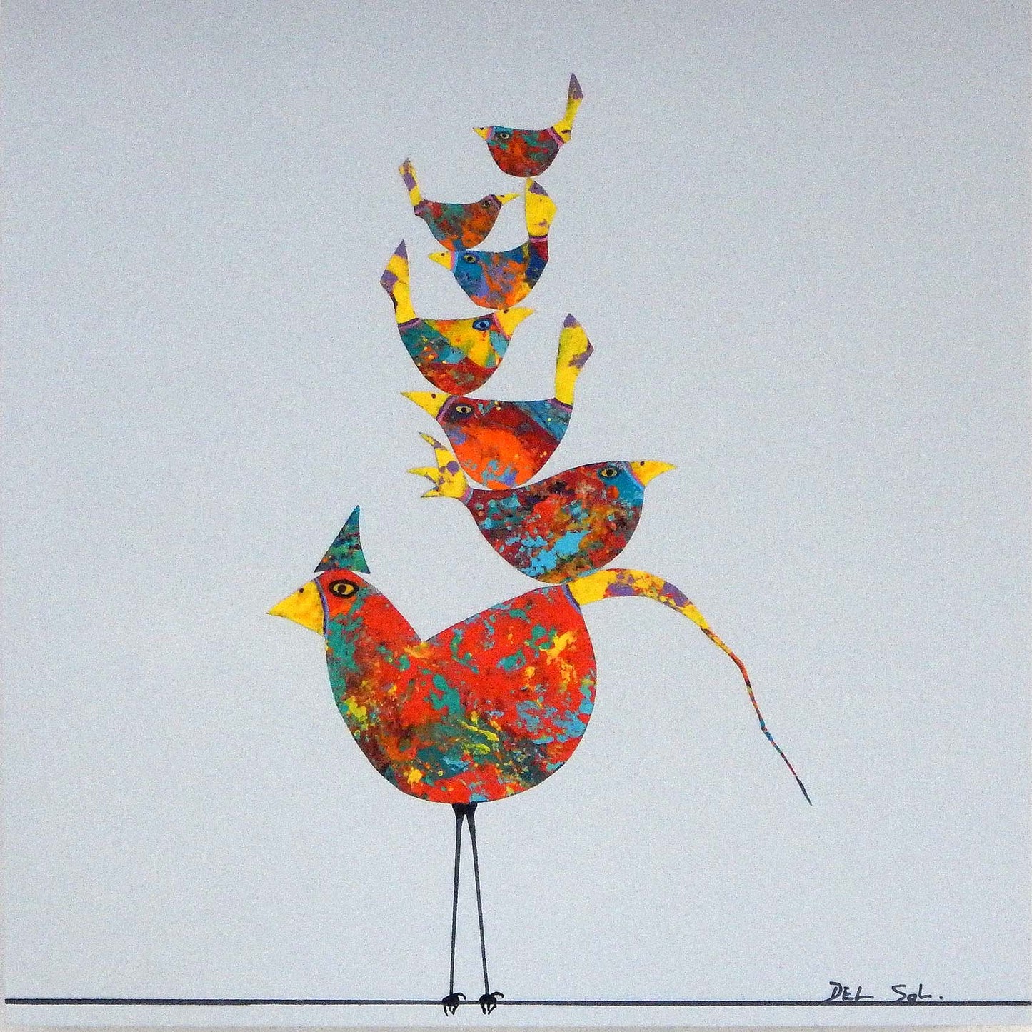 Funky Birds XCIV: Lounging Birds, 12x12" image 0