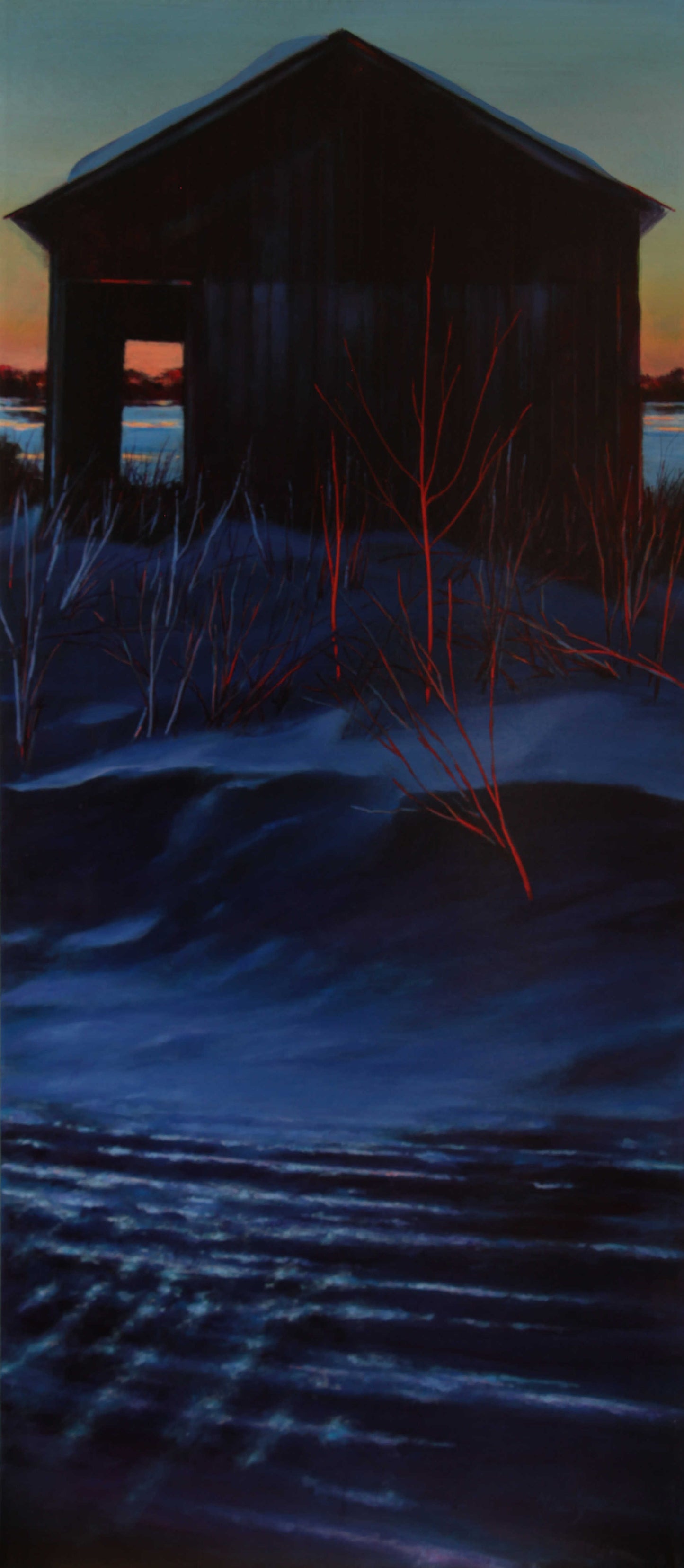 Boathouse in Blue 36x16" image 0