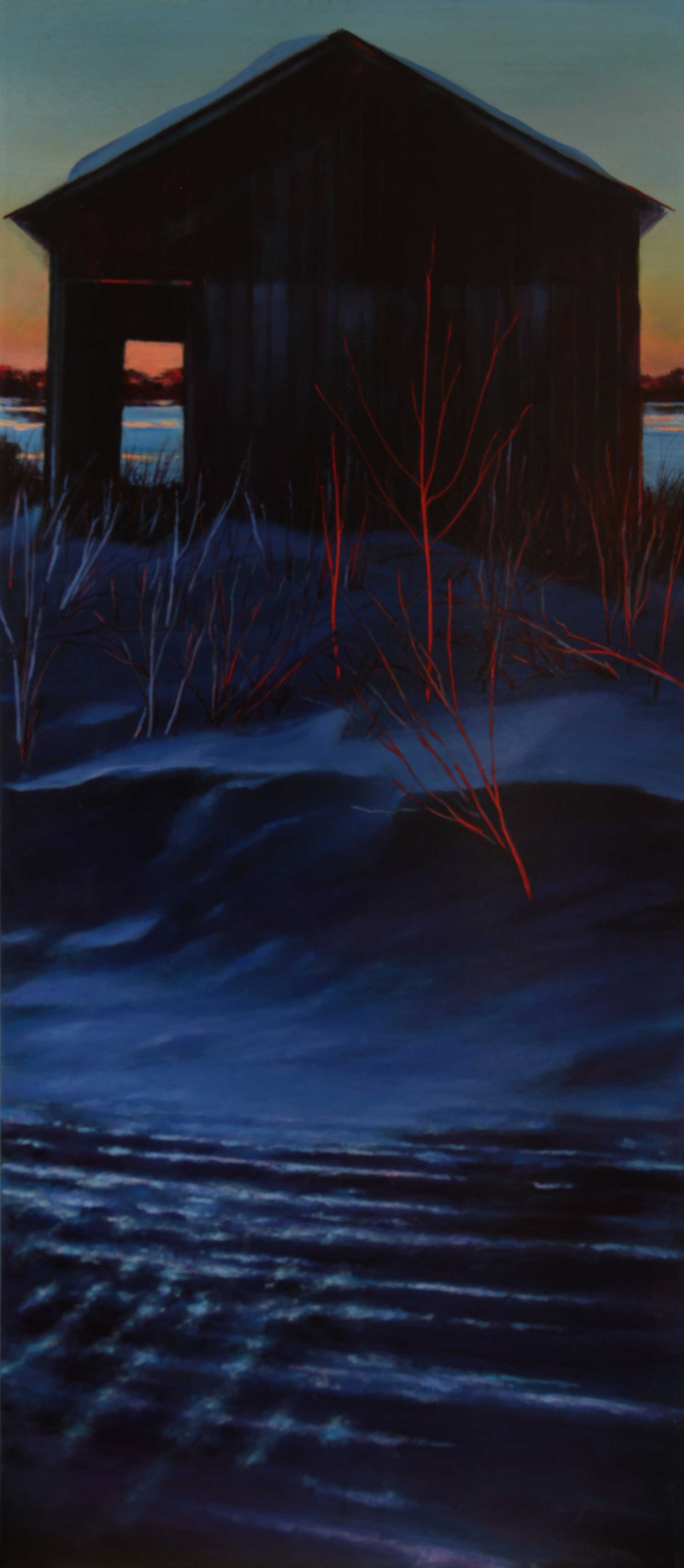 Boathouse in Blue 36x16" image 0