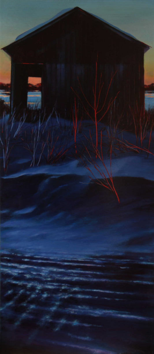 Boathouse in Blue 36x16" image 0