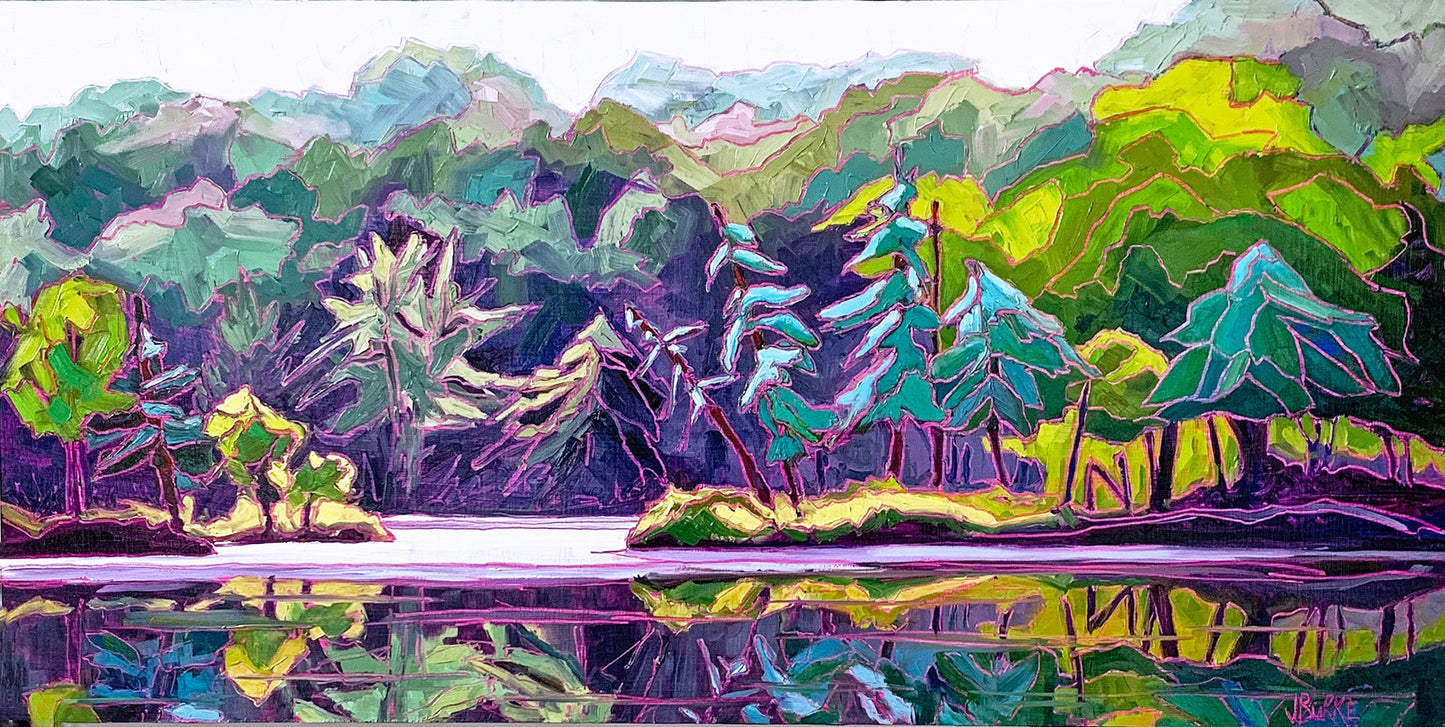 Kayak Morning of Wondrous Light-30x15” image 0