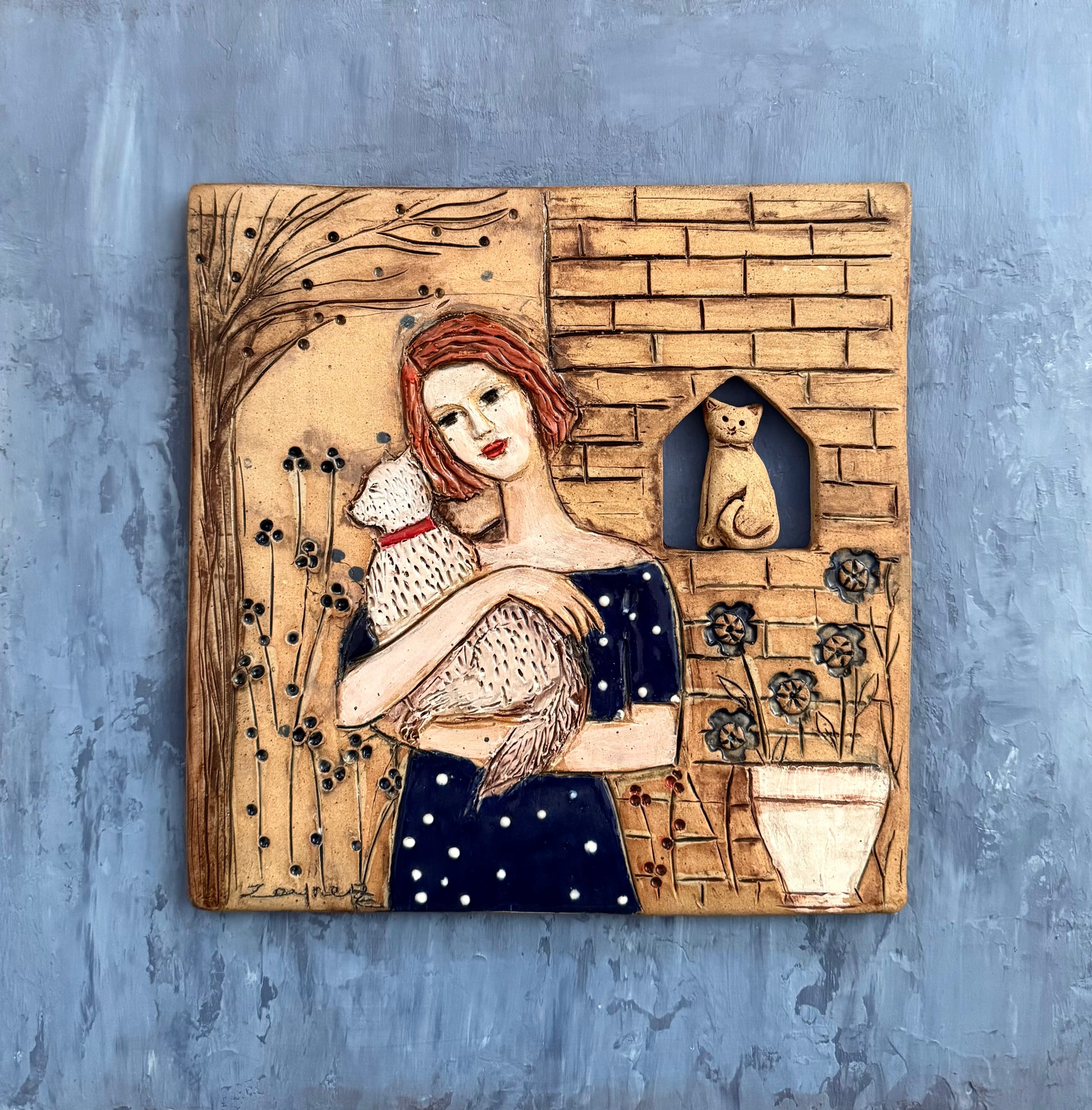 Women and a Cat     12x12 image 0