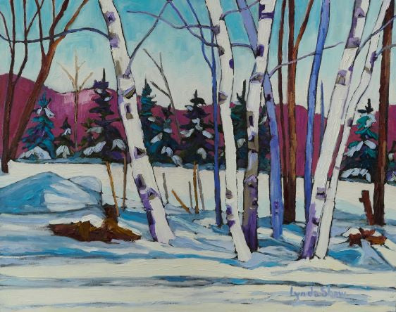 Birch Trees in Winter White, Col.3, 30H x 24W image 0