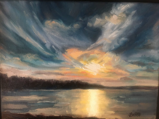 Narrows Lock Sunset-9” x 12” image 0