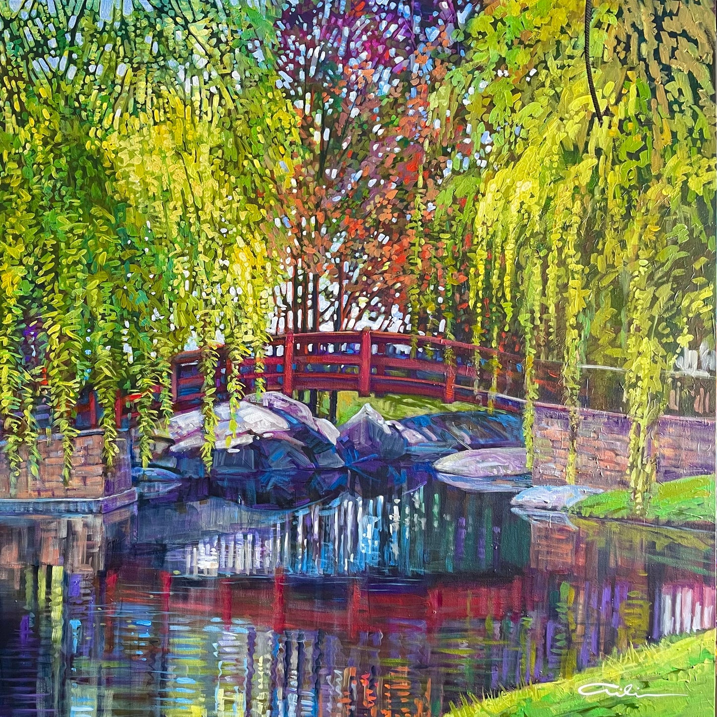 The Red Bridge 36"x36" image 0