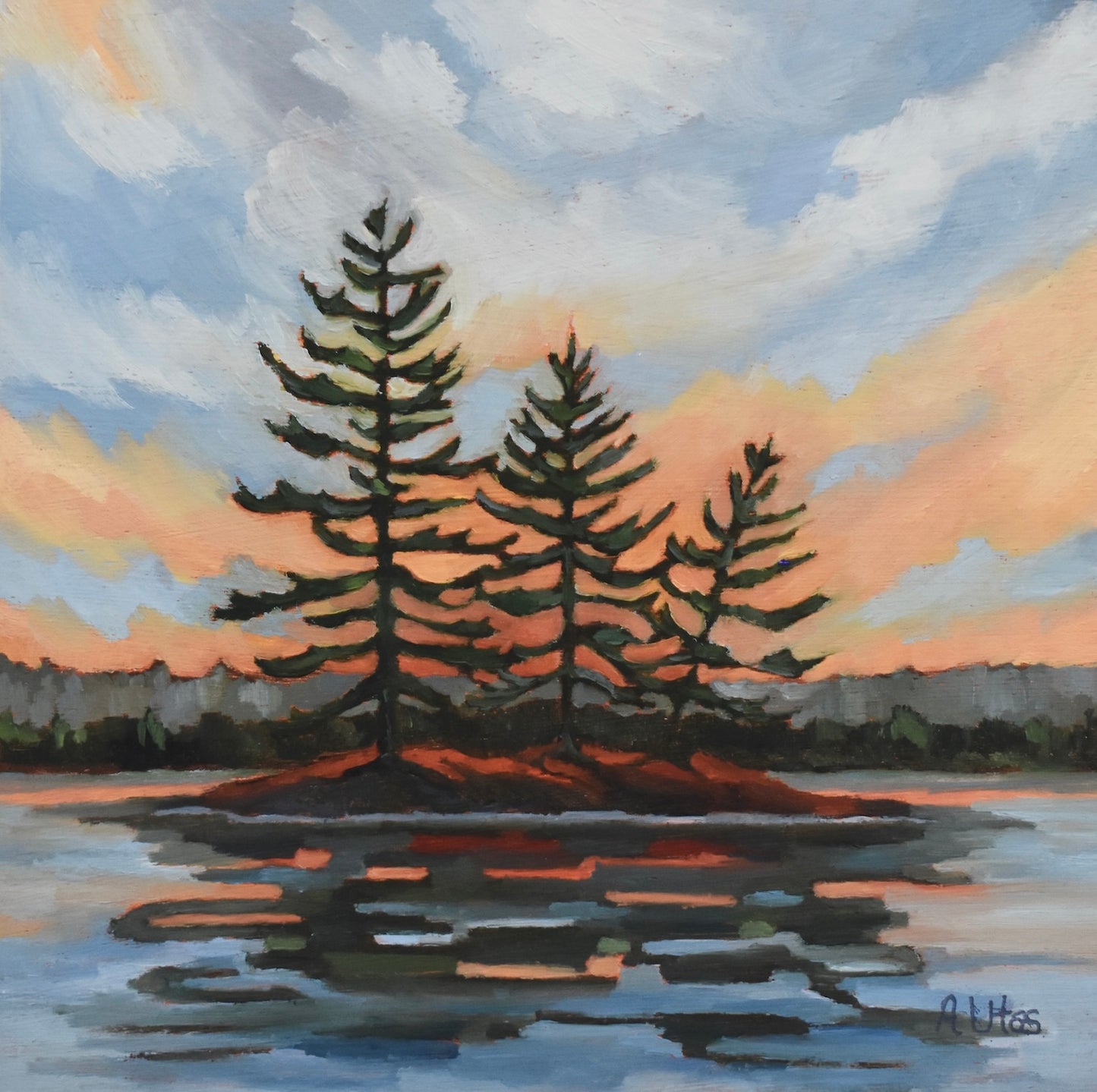Sunrise at the Lake 8x8" image 0