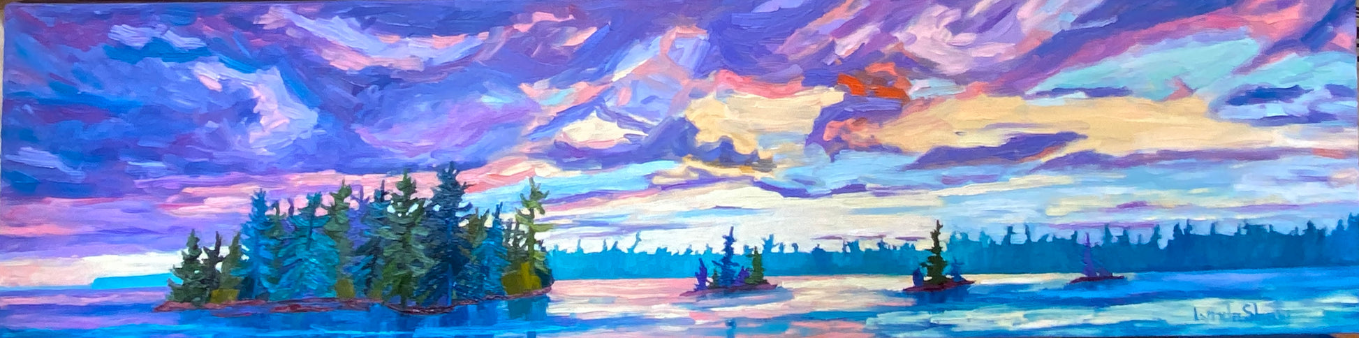 Sunset Over Temagami 12H x 48W image 0
