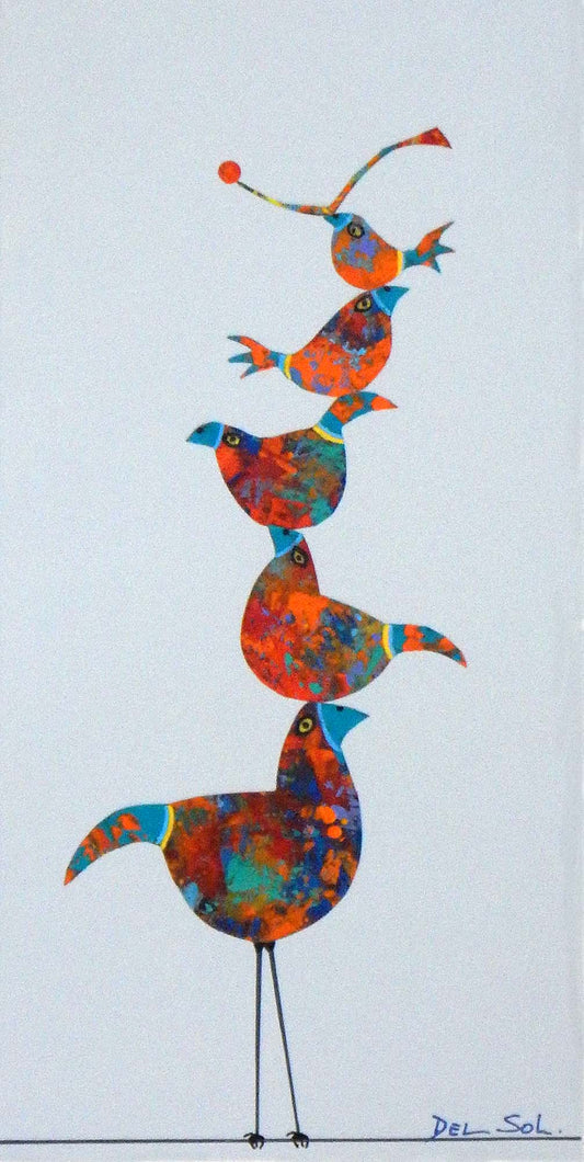 Funky Birds XCV: Balancing Birds, 12x6" image 0