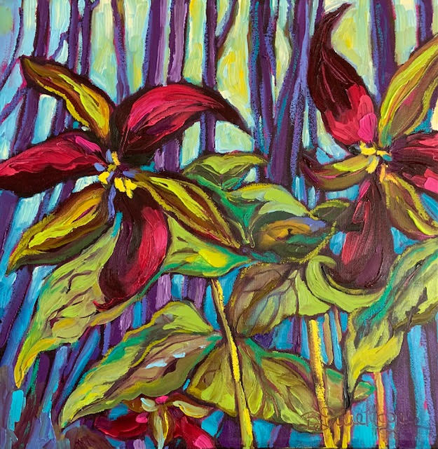 "Salut l'Hiver" Trilliums Series 6, 16x16" image 0