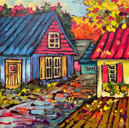 Crunching Leaves Beneath The Trees 12x12" image 0