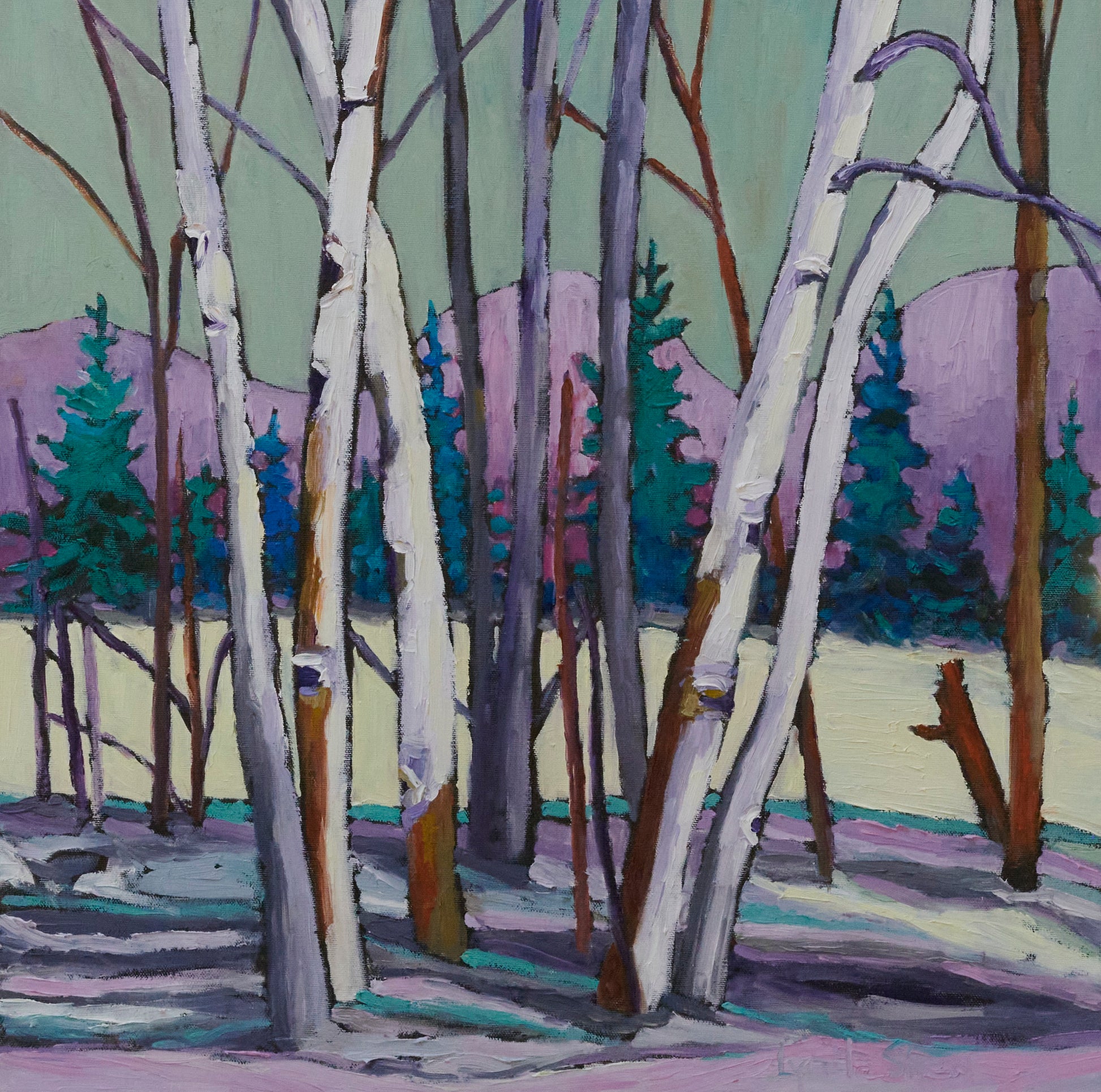 Birch Trees in Winter White, Collection 4,  20x20" image 0