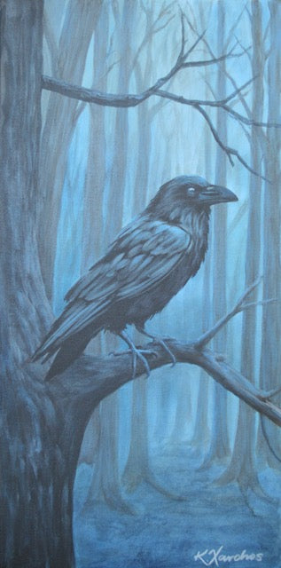 Raven in the Moonlight, 12x24 image 0