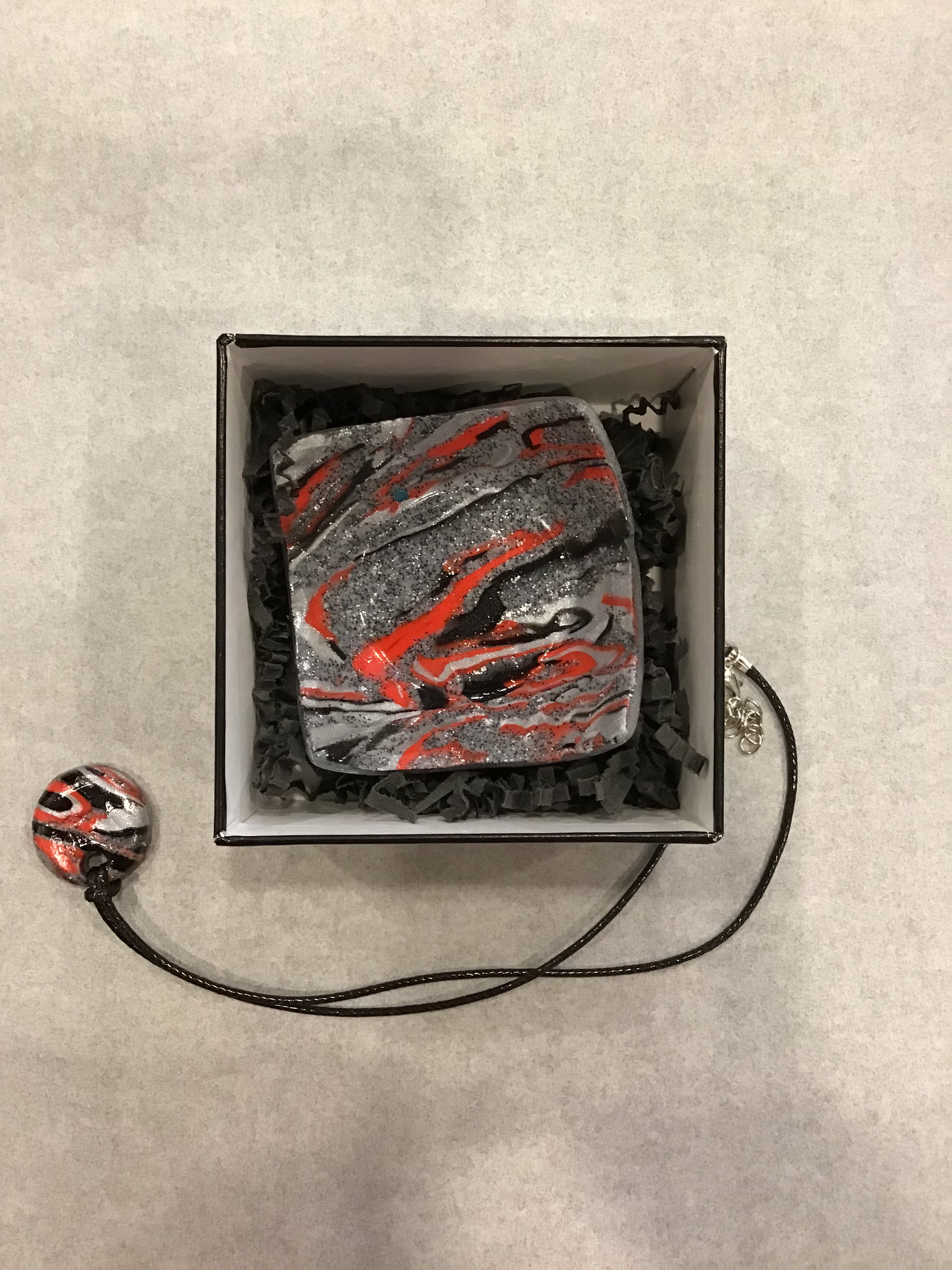 Galaxy Bowl and Pendant (black silver orange)  23-10, 3x3" image 0