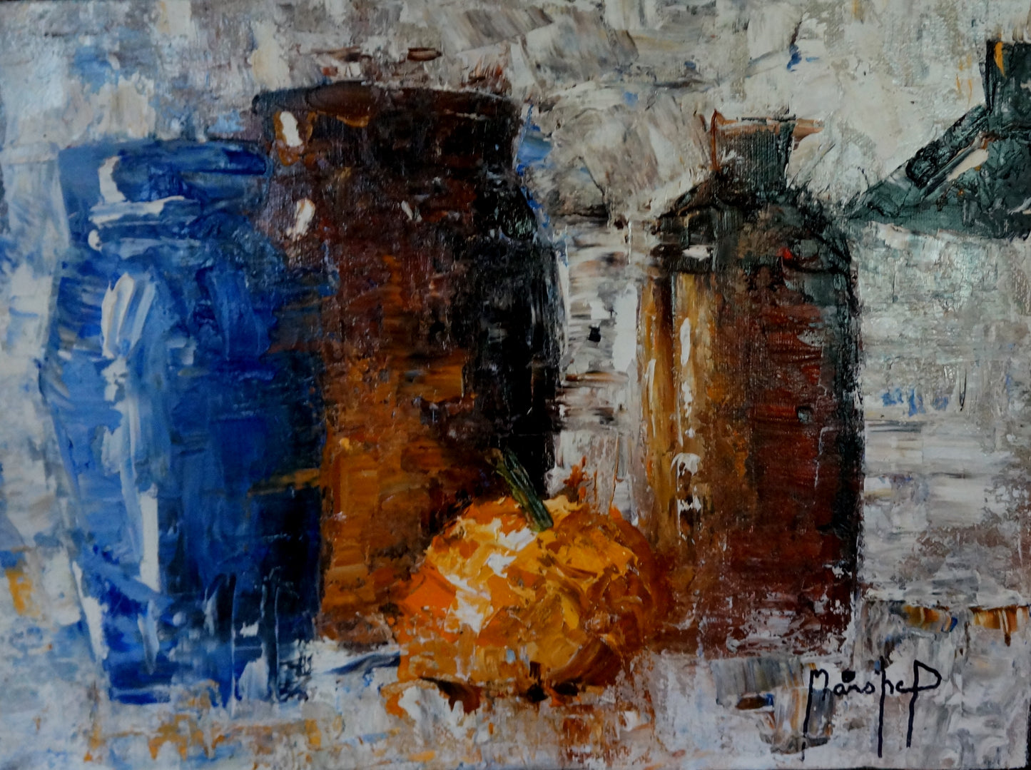 Blue, Brown, and Orange, 12x16"