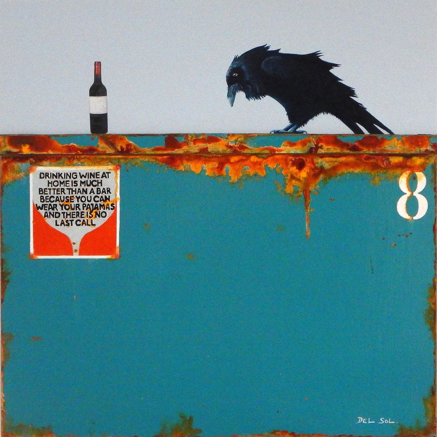 Dumpster Diving CXXI Wine Sommelier, 18x18