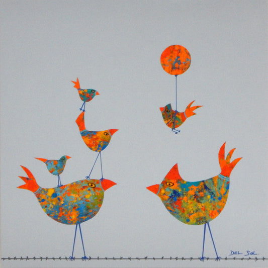 Funky Birds CXXIII " The Gathering Flock" 12x12