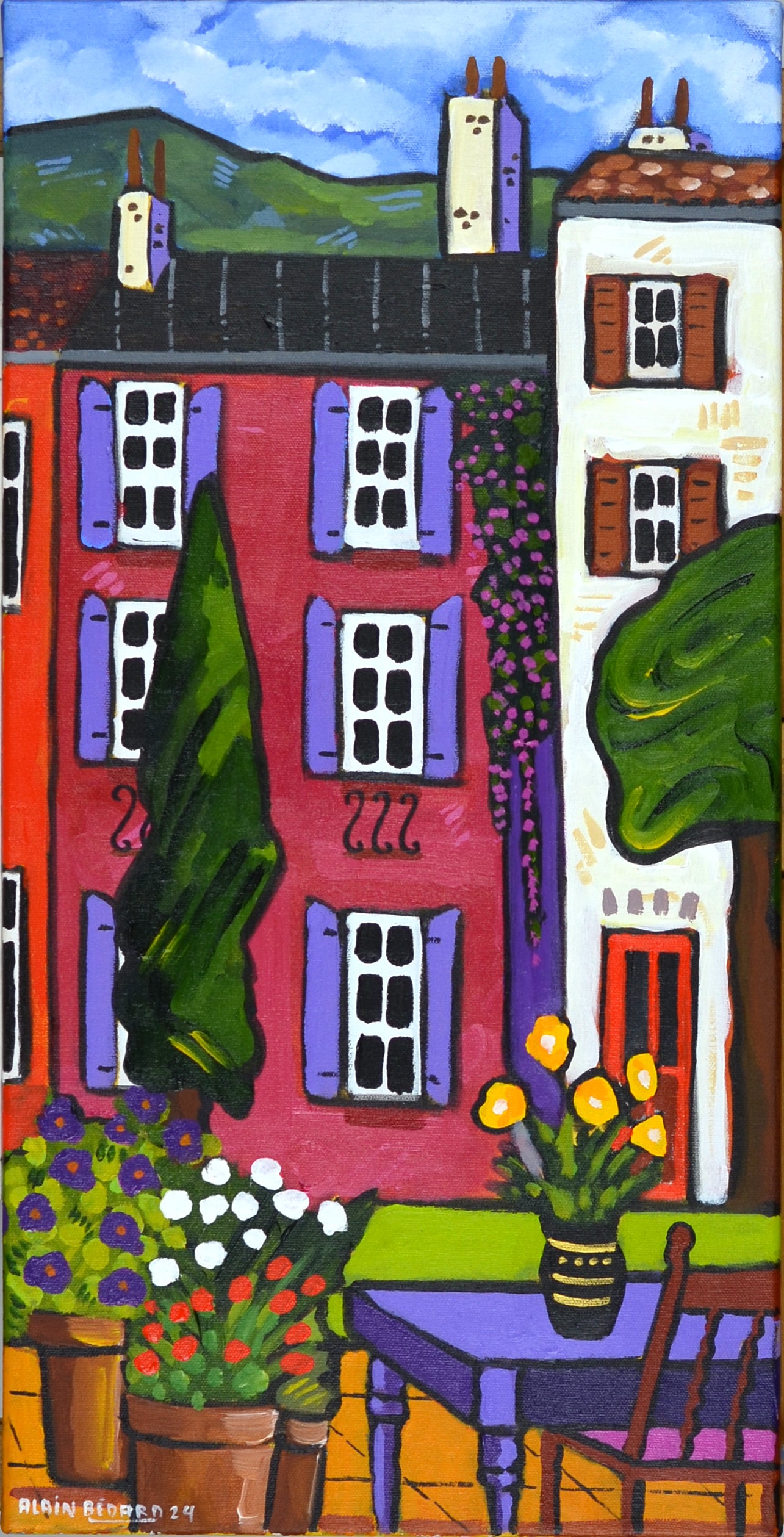 Yellow Geraniums, 24x12"