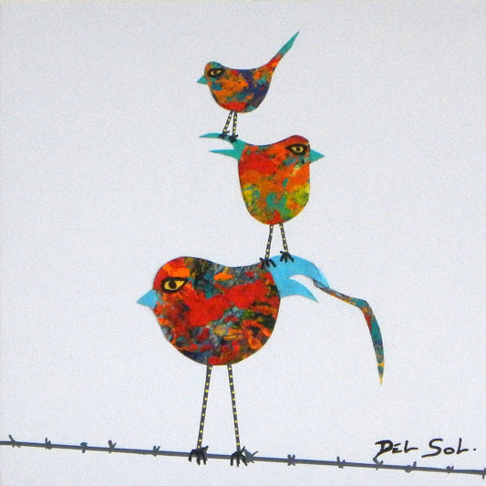 Funky Birds XLV: Bird Stack, 6x6" image 0