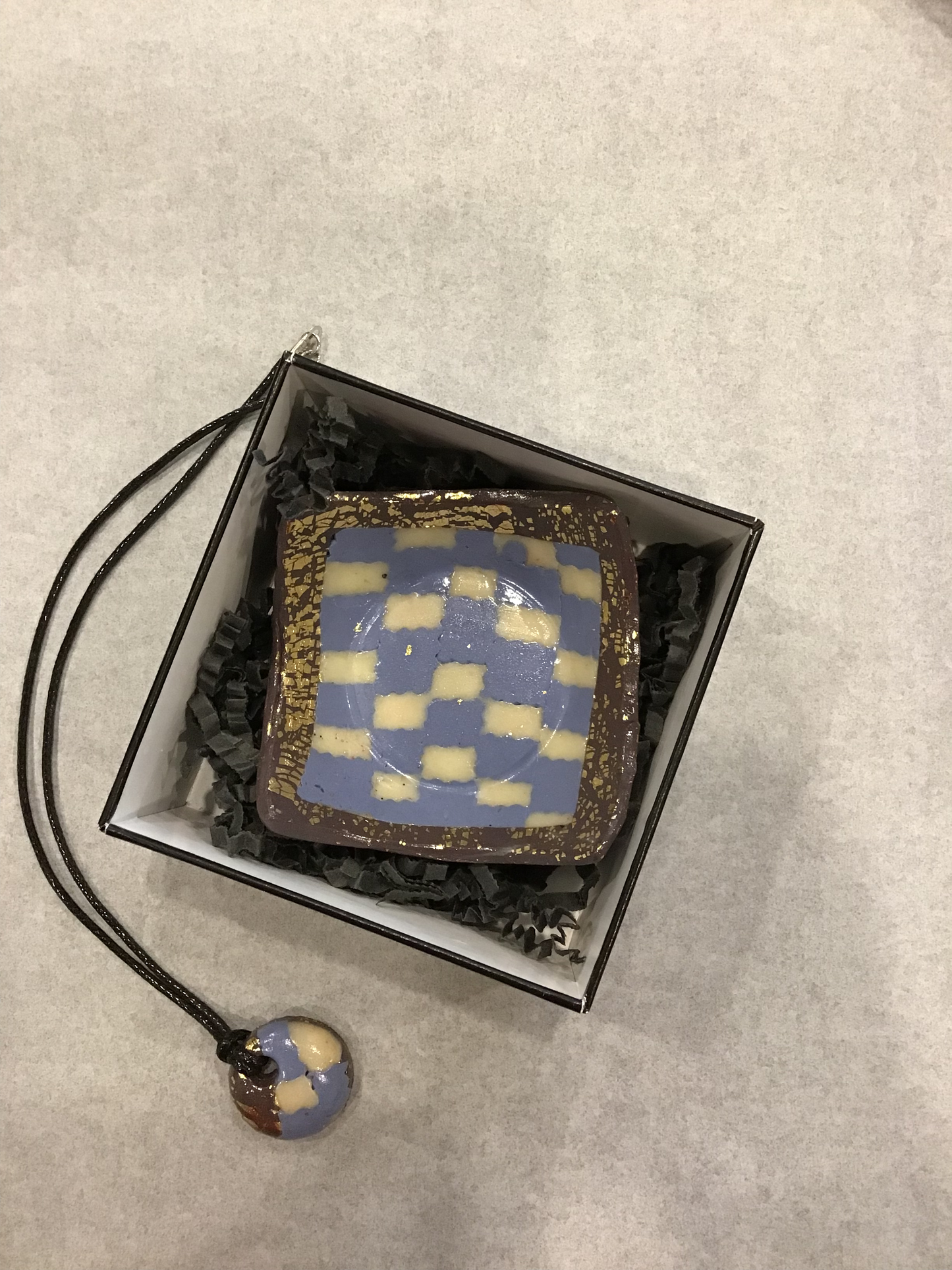 Galaxy Bowl and Pendant (periwinkle gold cream)  23-06, 3x3" image 0