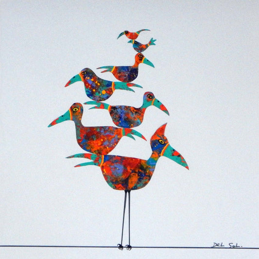 Funky Birds XCIII: Resting Birds, 12x12" image 0