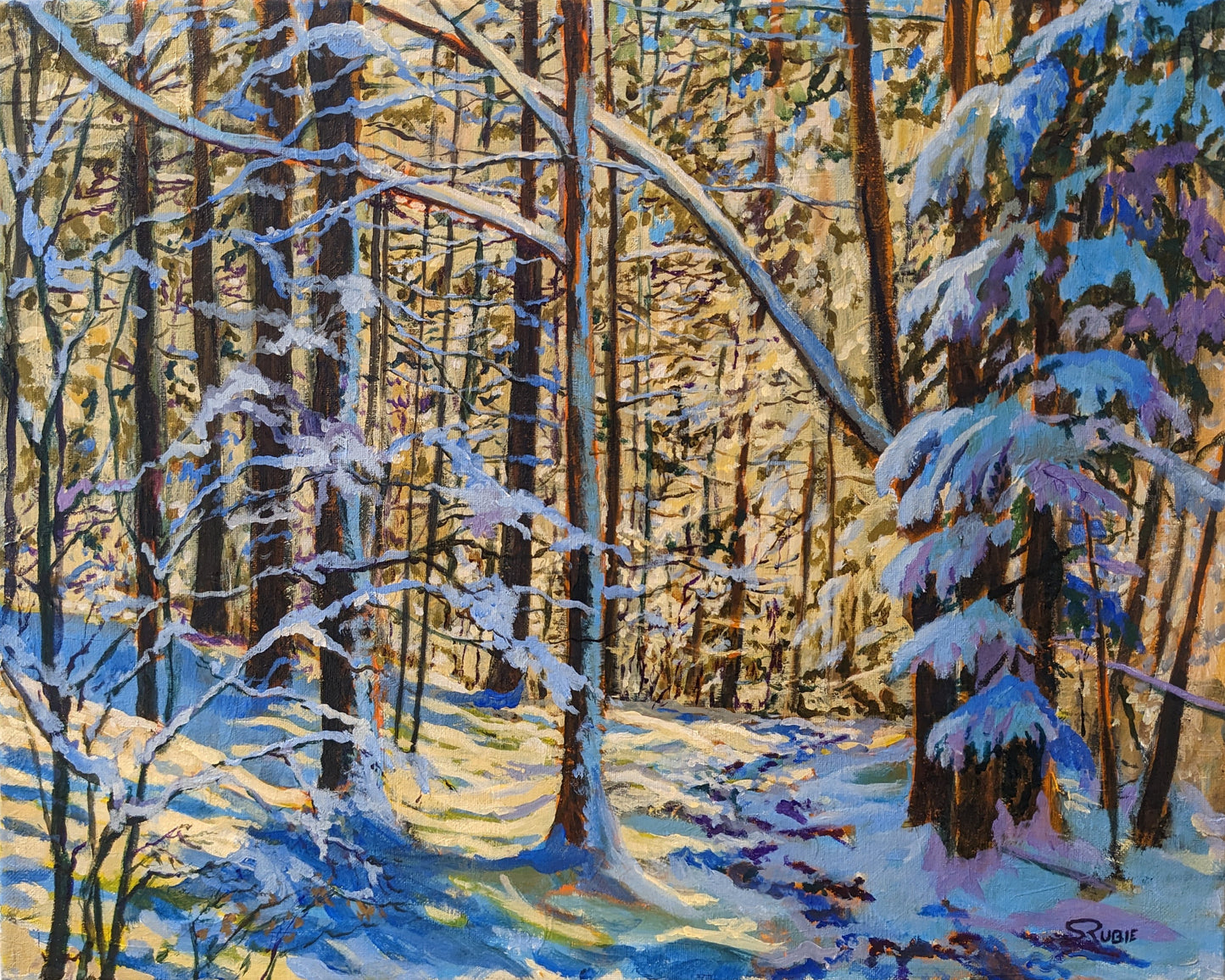 Snow Trails Winter Gold, 16x20" image 0