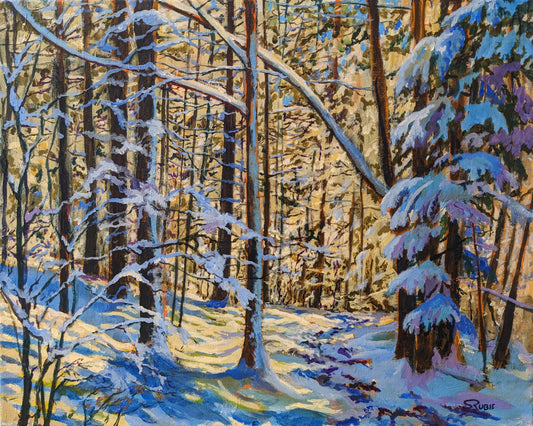 Snow Trails Winter Gold, 16x20" image 0