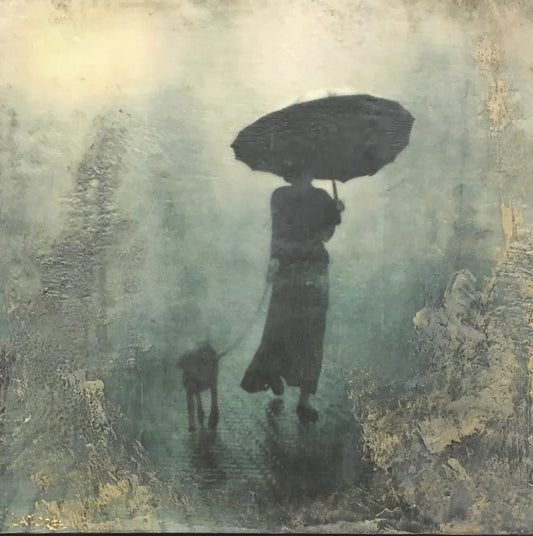 A Walk In The Rain-16x16” image 0
