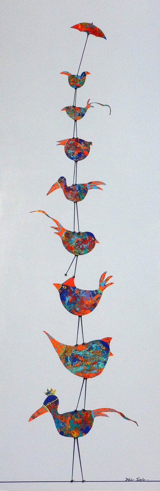 Funky Birds XCII: The Acrobats, 36x12" image 0