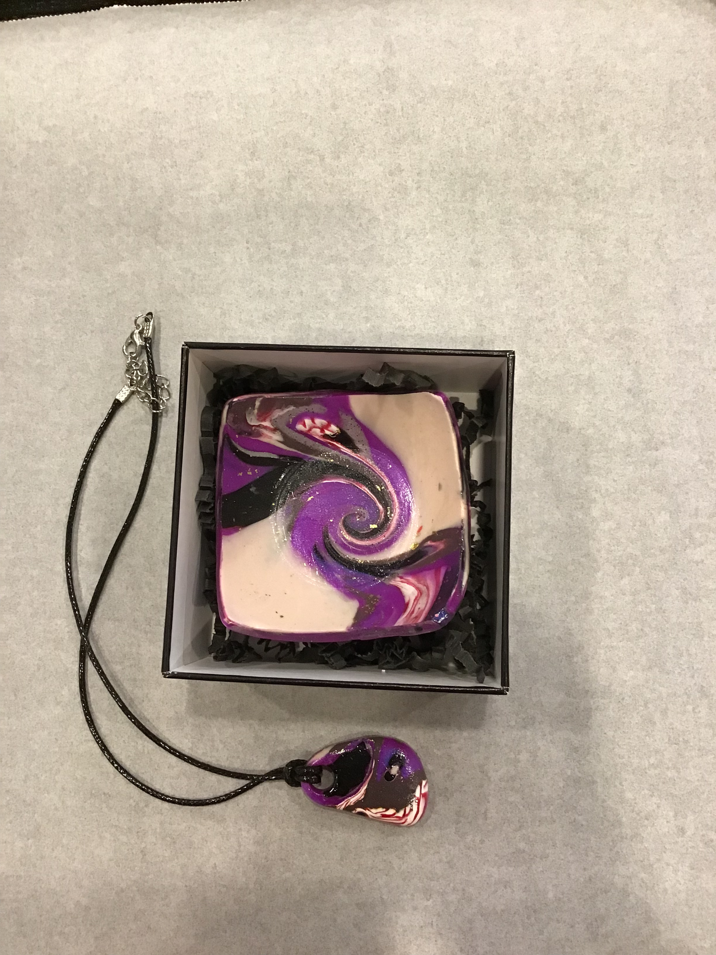 Galaxy Bowl and Pendant (magenta cream black)  23-07, 3x3" image 0