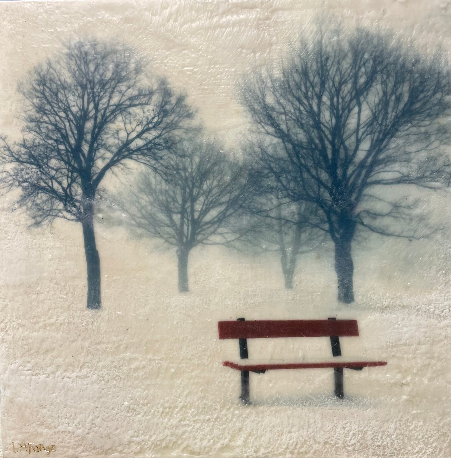 The Red Bench 12x12" image 0