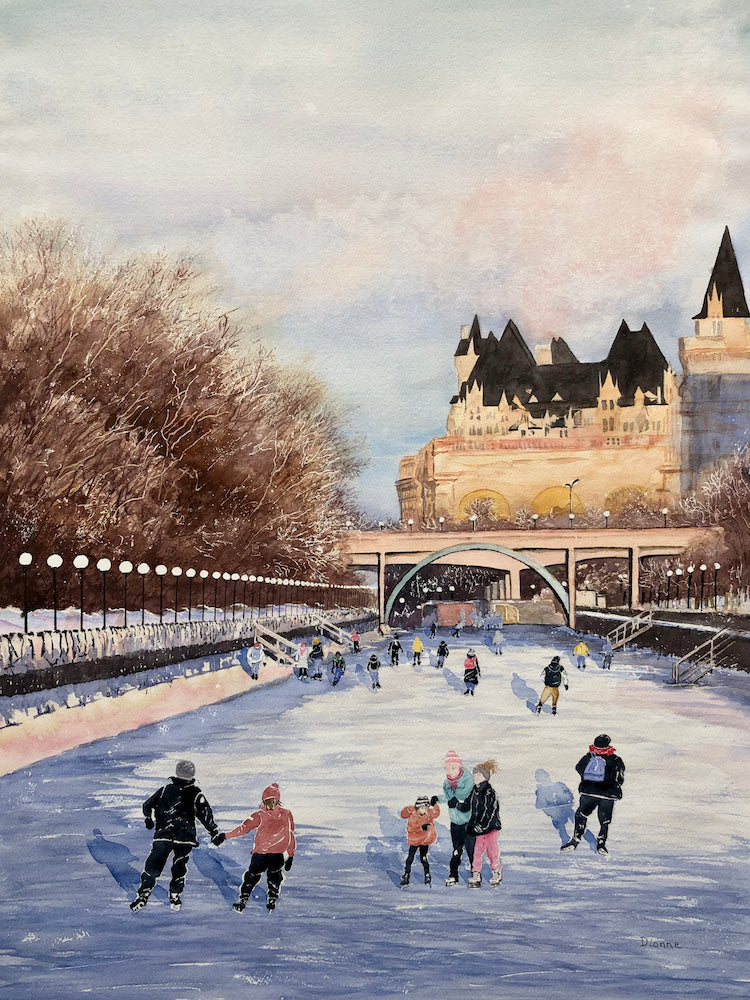 Skating the Canal, 24x18" image 0