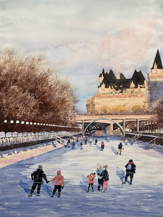 Skating the Canal, 24x18" image 0