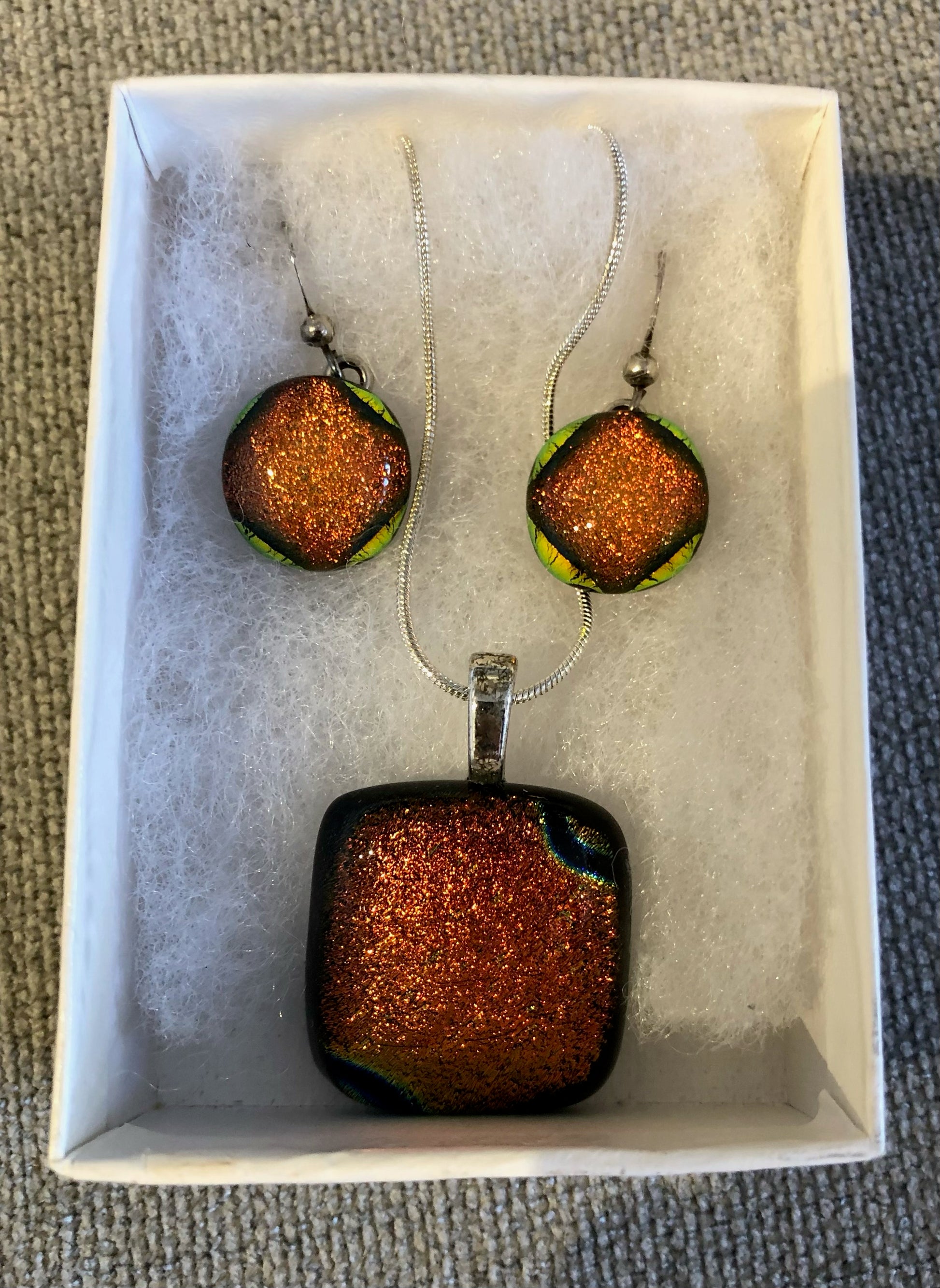 Dichroic Fused Glass Earring & Pendant image 0