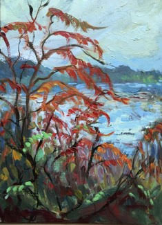 Blue Sky and Sumac, 9x12" image 0