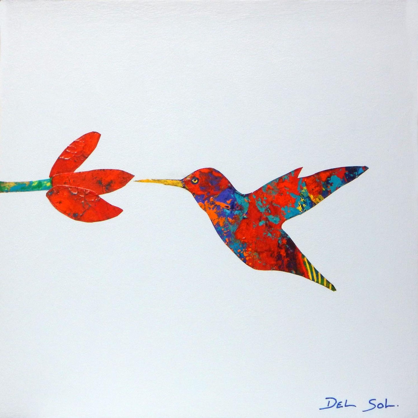 “FUNKY BIRDS XX: HOVERING AROUND”, 8x8" image 0