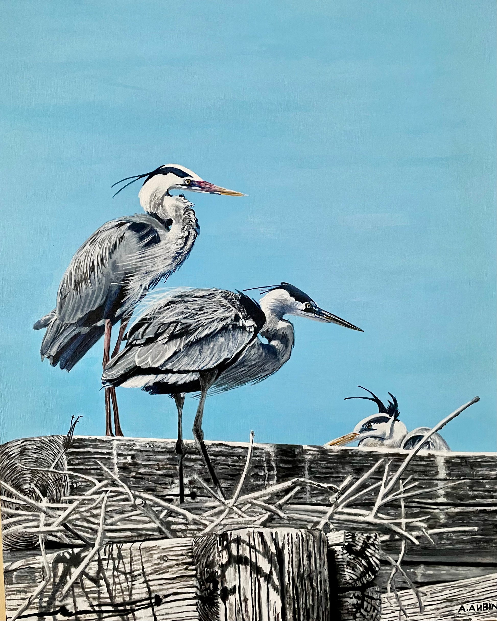 Three Herons    20hx16w image 0