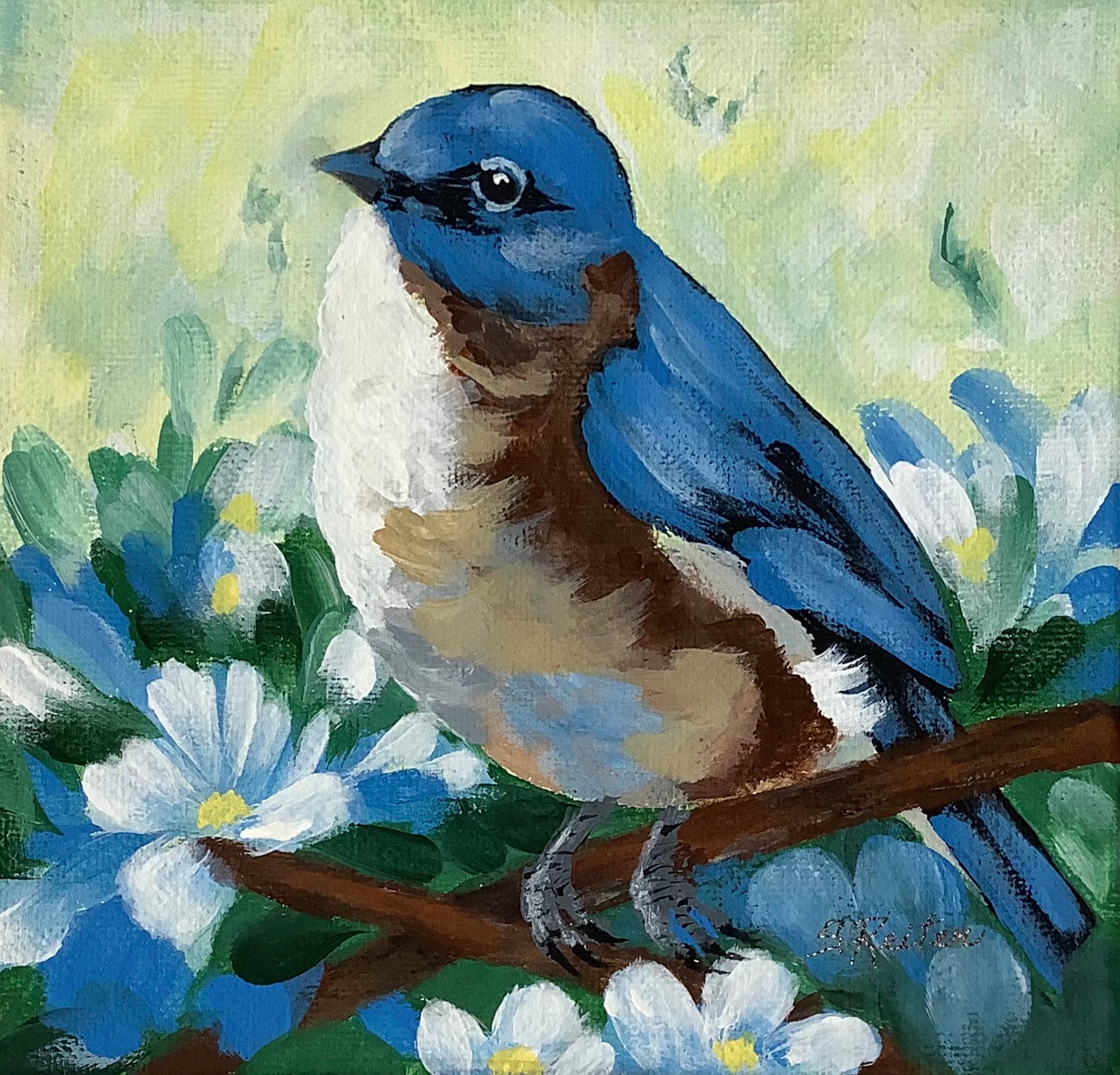 Bluebird & Daisies image 0