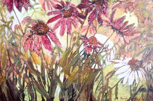 Purple Cone Flowers-36 x 24" image 0
