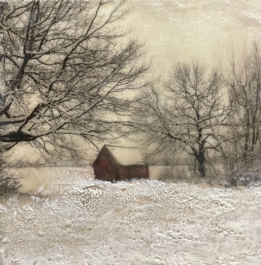 The Little Red Barn, 12"x12" image 0