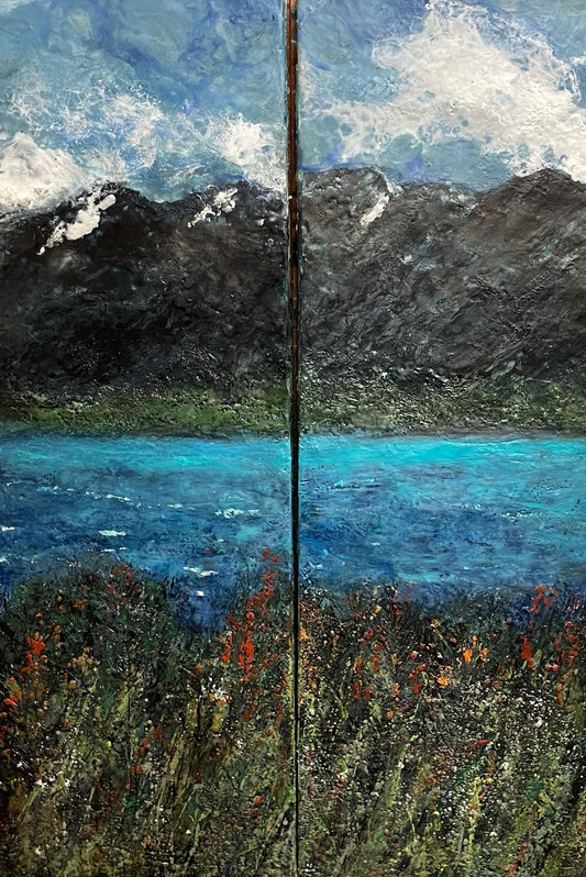 Mountain Stream and Meadows 36H x 12W image 0