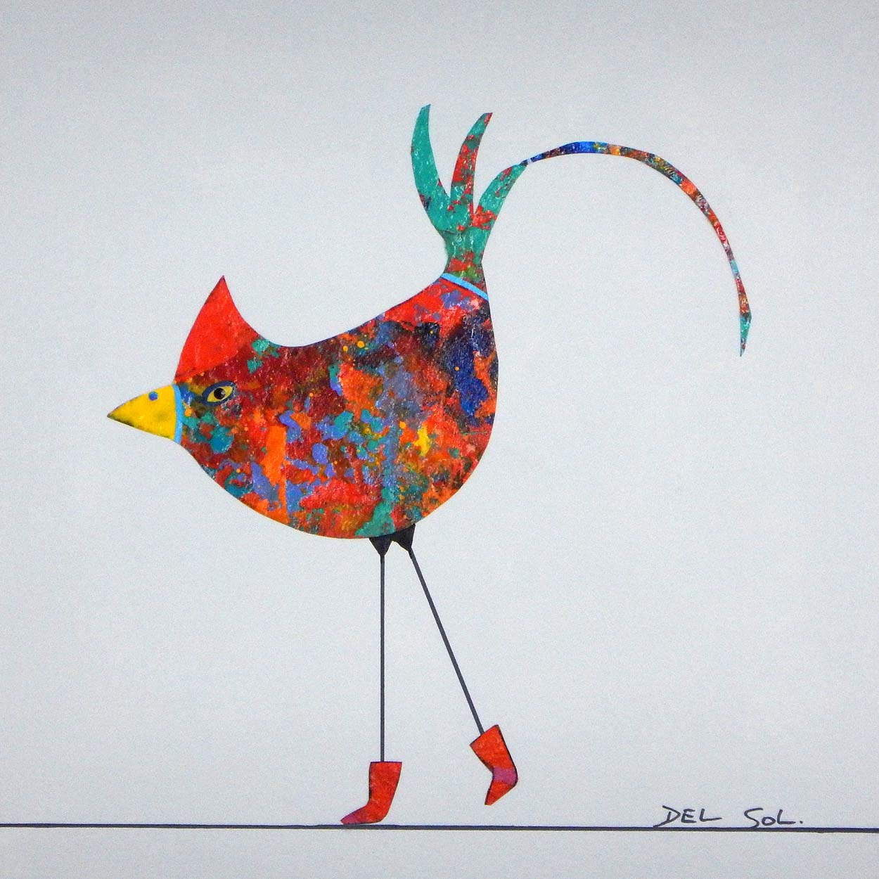Funky Birds LXXXVI: The Red Booties 2 8x8" image 0