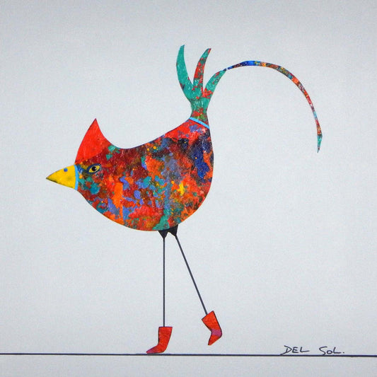 Funky Birds LXXXVI: The Red Booties 2 8x8" image 0