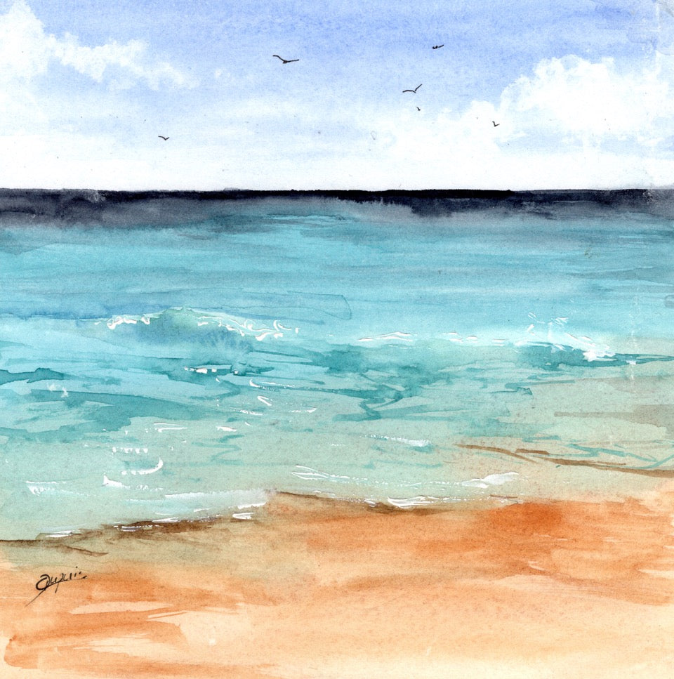 Beach on a Sunny Day 8x8" image 0
